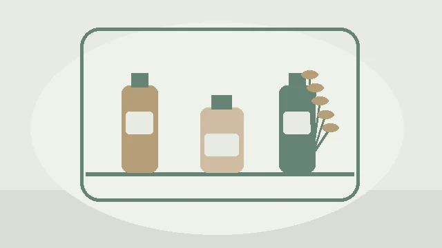 Stilizirana ilustracija bočica i wellness atmosfere uz članak Je li luksuz imati nešto ili imati vremena?